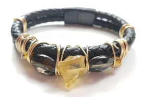 14k Citrine & smokey quartz bracelet, One of a kind crystal jewelry