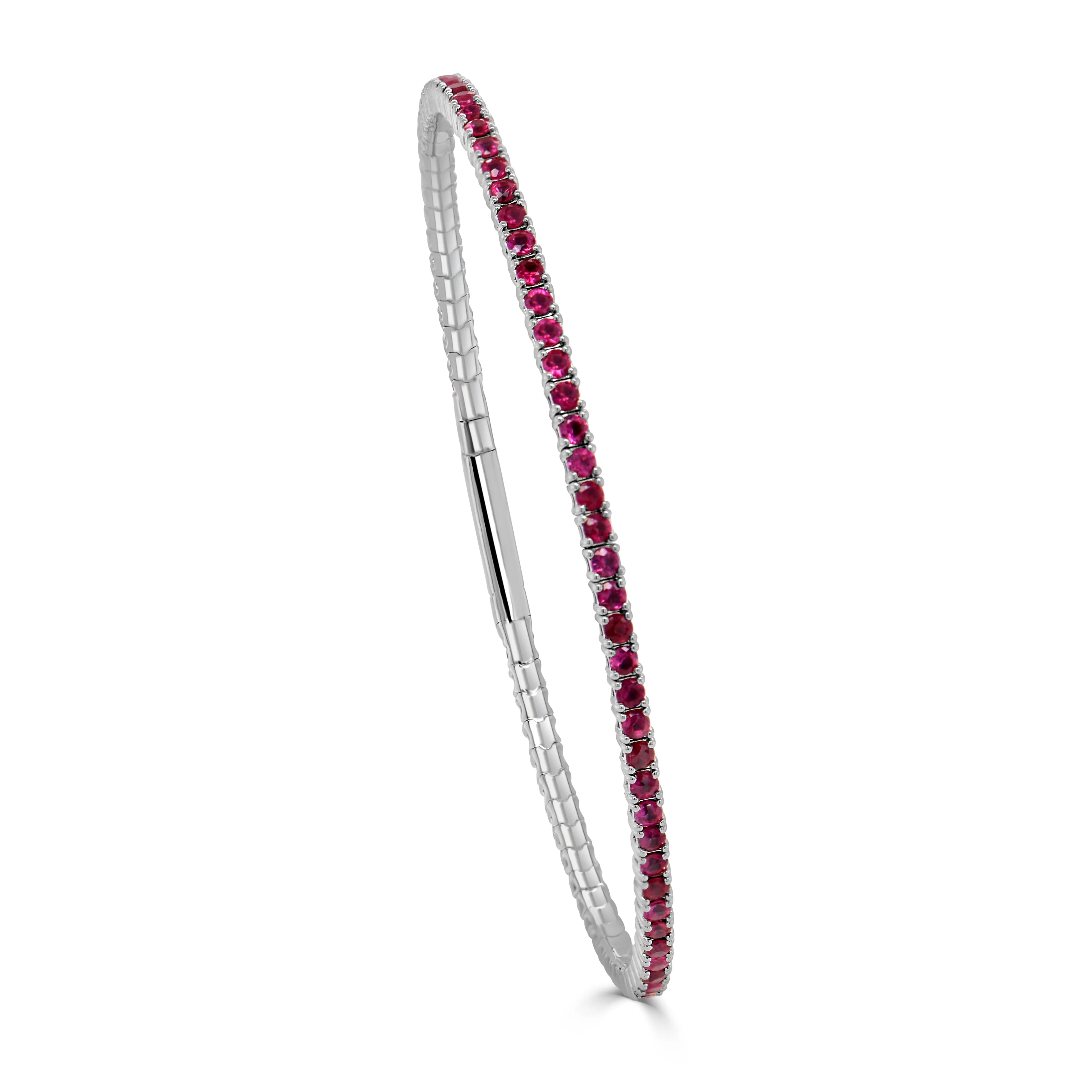 14K Gold Ruby Flexible Eternity Bangle - 2.65ct