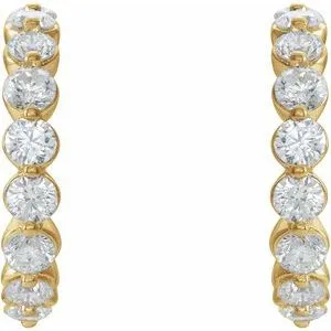 14K Yellow Gold 1 3/8 CTW Natural Diamond Huggie Earrings