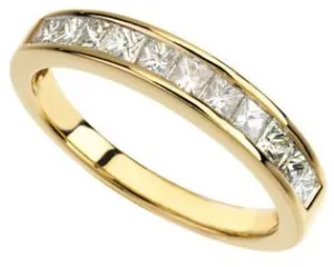 14K Yellow Gold 3/4 CTW Square Diamond Anniversary Band