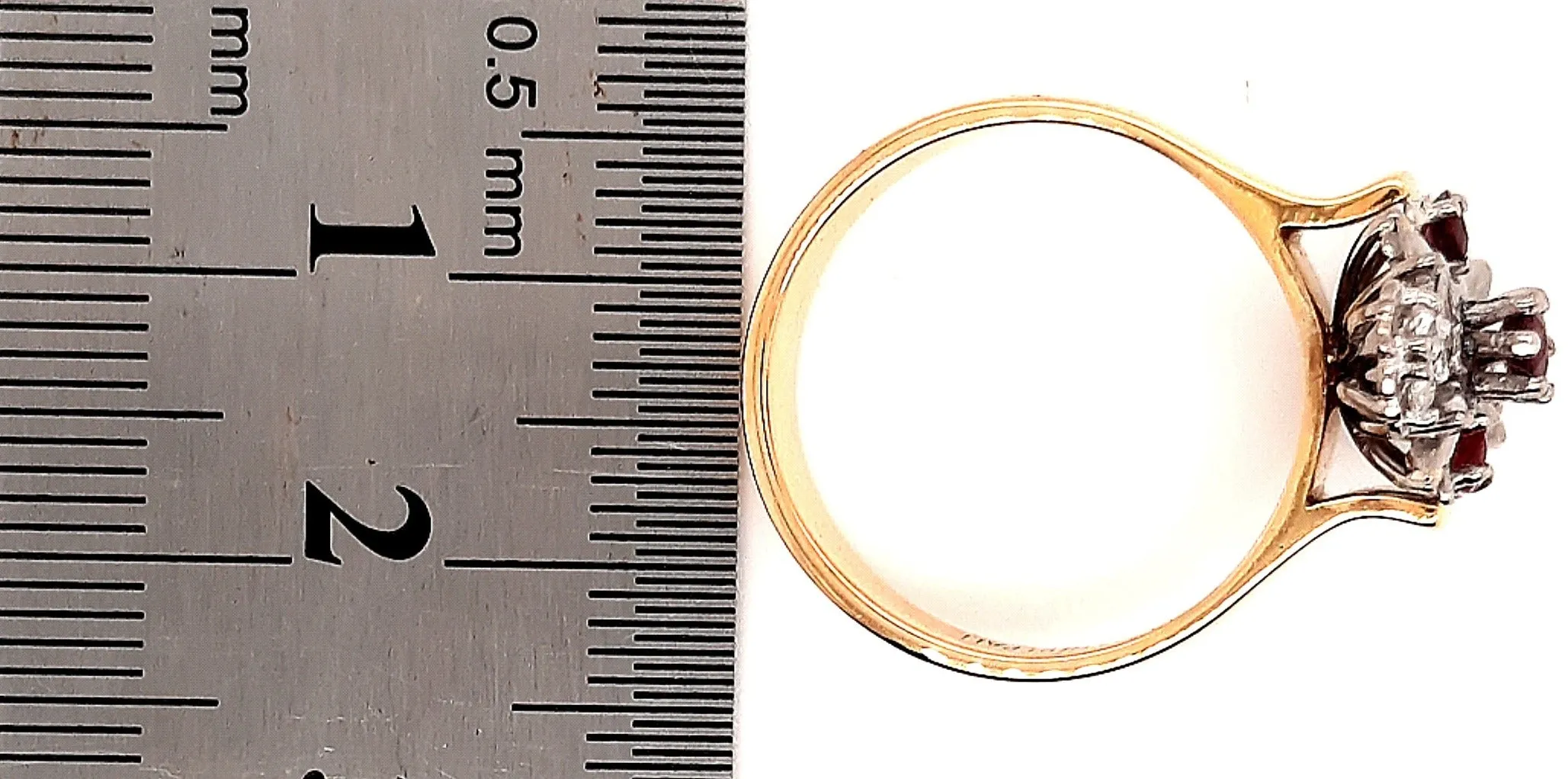 18ct Yellow Gold and Palladium Ruby & Diamond Ring