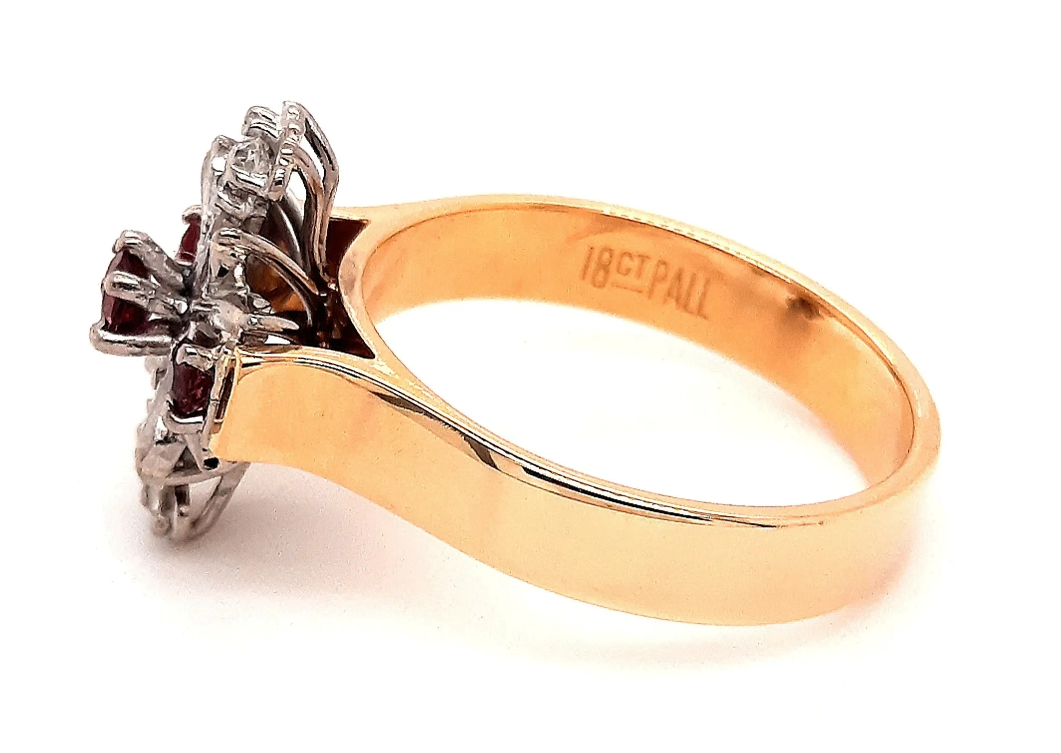 18ct Yellow Gold and Palladium Ruby & Diamond Ring