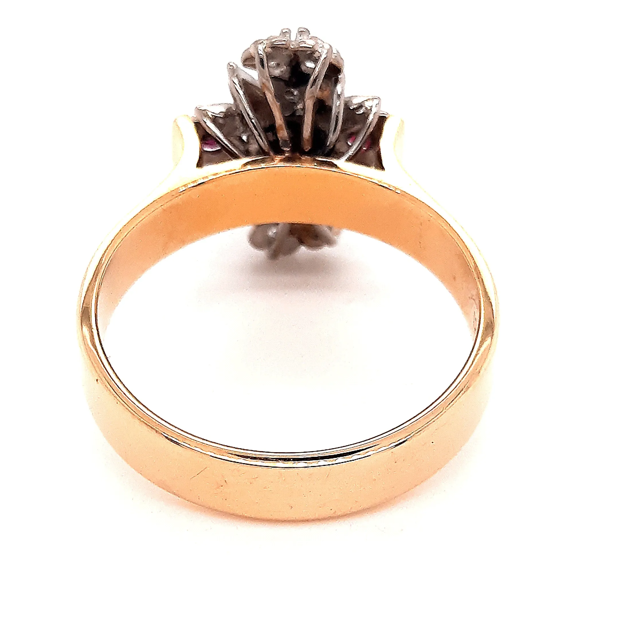 18ct Yellow Gold and Palladium Ruby & Diamond Ring