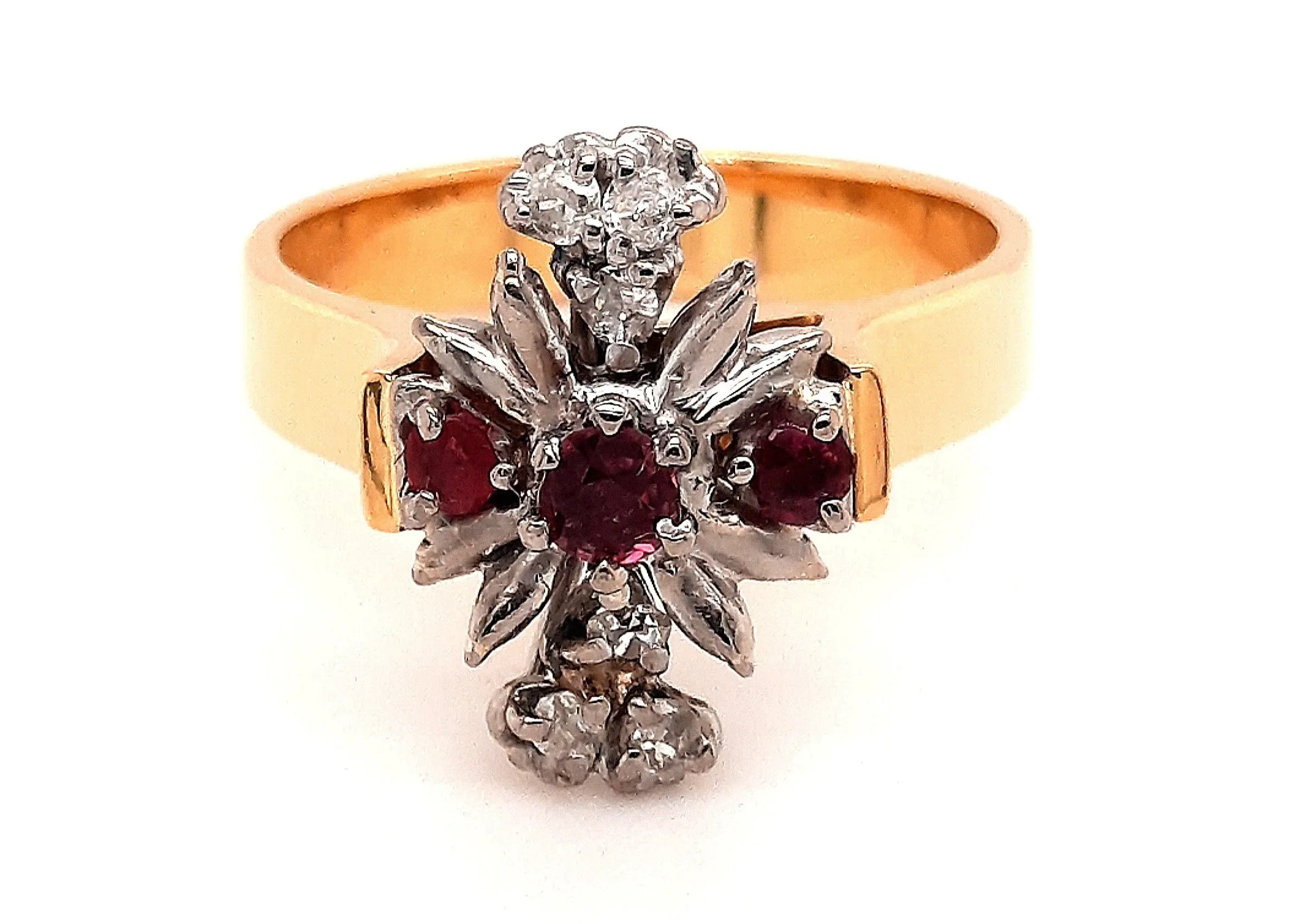 18ct Yellow Gold and Palladium Ruby & Diamond Ring