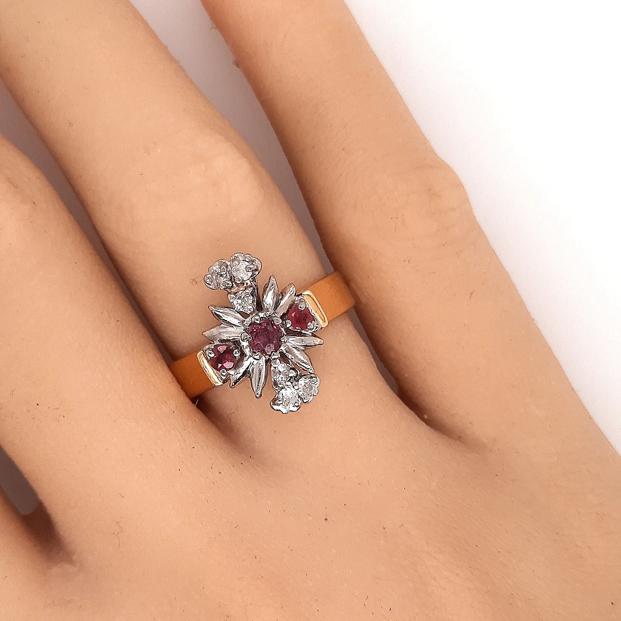 18ct Yellow Gold and Palladium Ruby & Diamond Ring