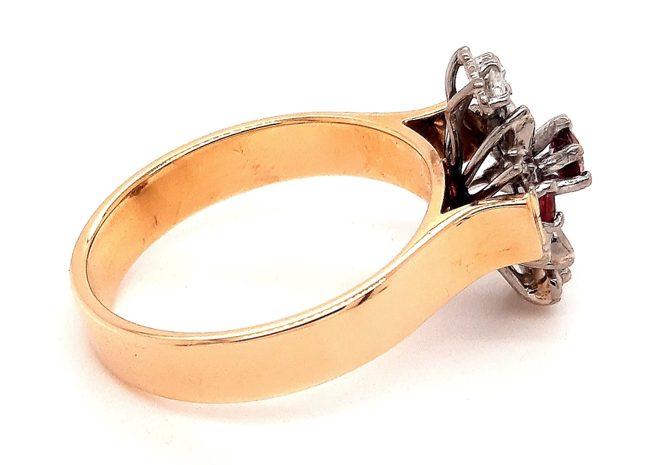 18ct Yellow Gold and Palladium Ruby & Diamond Ring