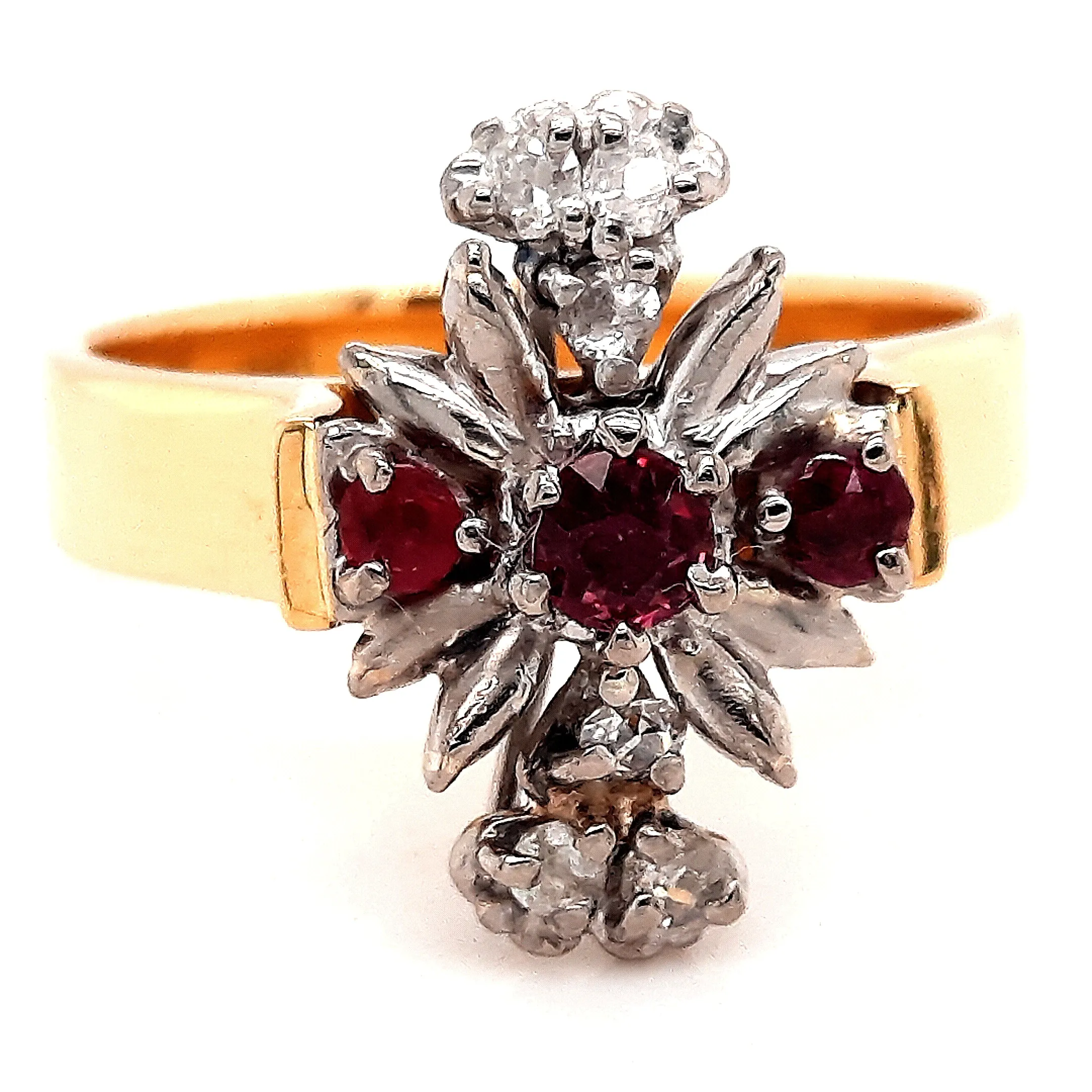 18ct Yellow Gold and Palladium Ruby & Diamond Ring