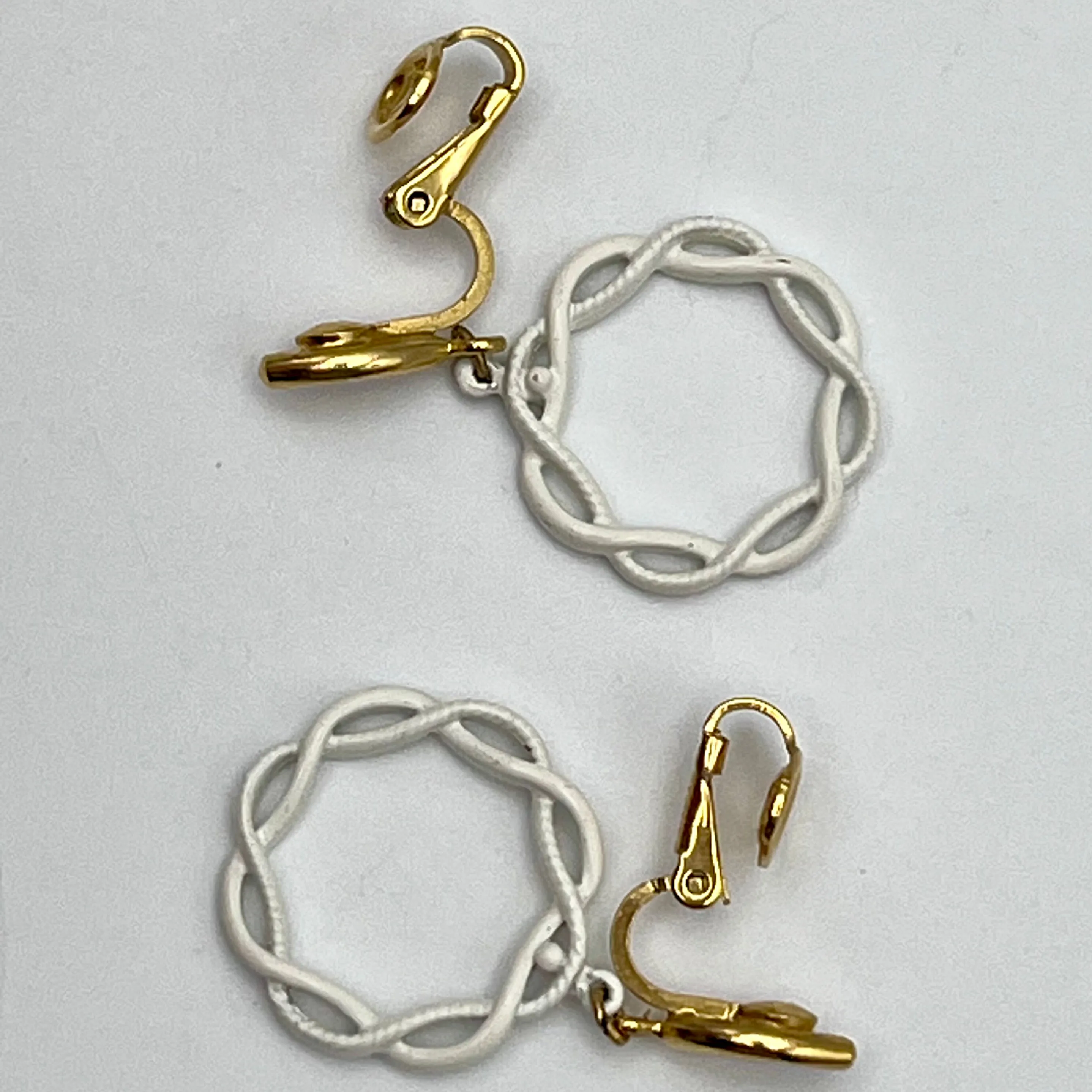1960s Trifari Crown Dangling Hoop Earrings