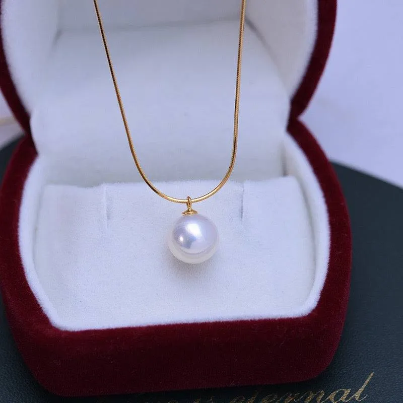 9-10mm Freshwater Pearl & Snake Chain Necklace