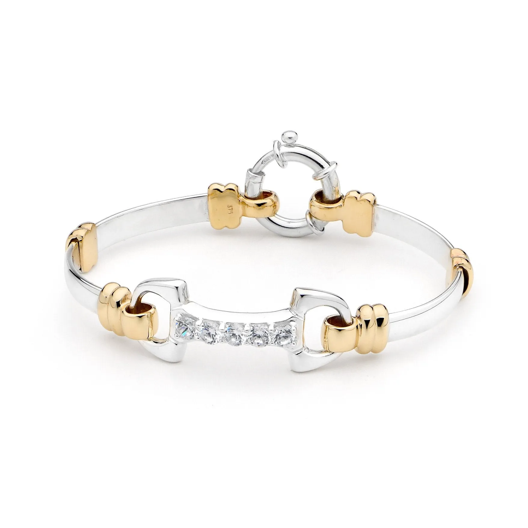 9ct Yellow Gold and Sterling Silver Bit Bracelet