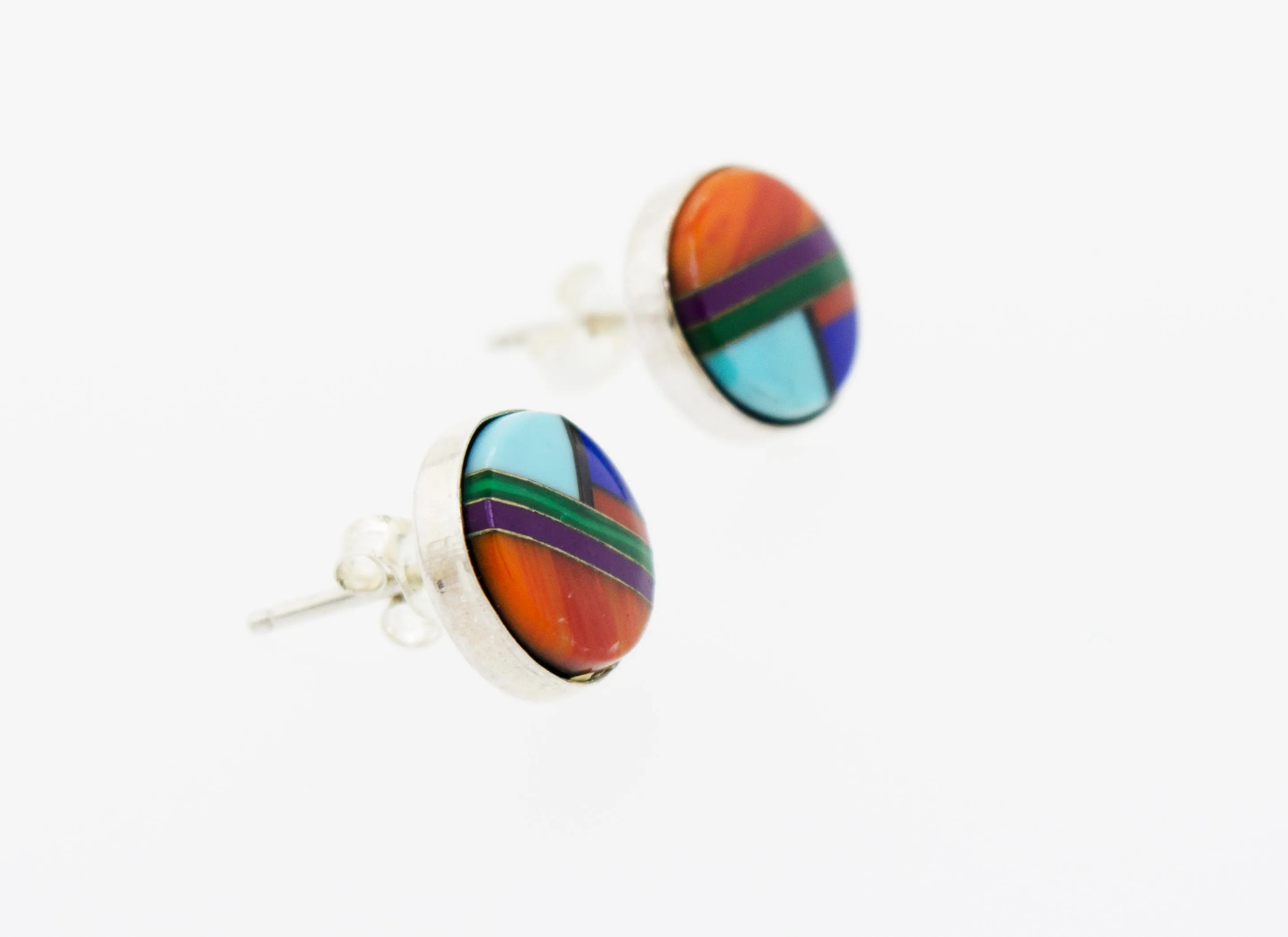 American Made Multi-Stone Round Stud Earrings