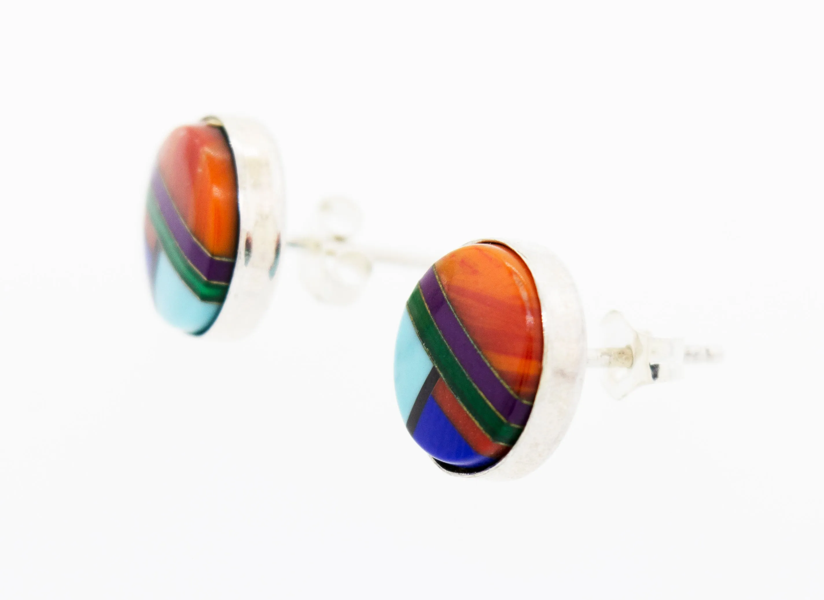 American Made Multi-Stone Round Stud Earrings