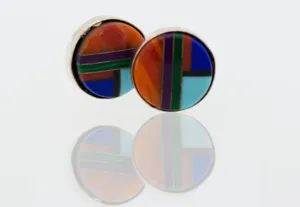 American Made Multi-Stone Round Stud Earrings