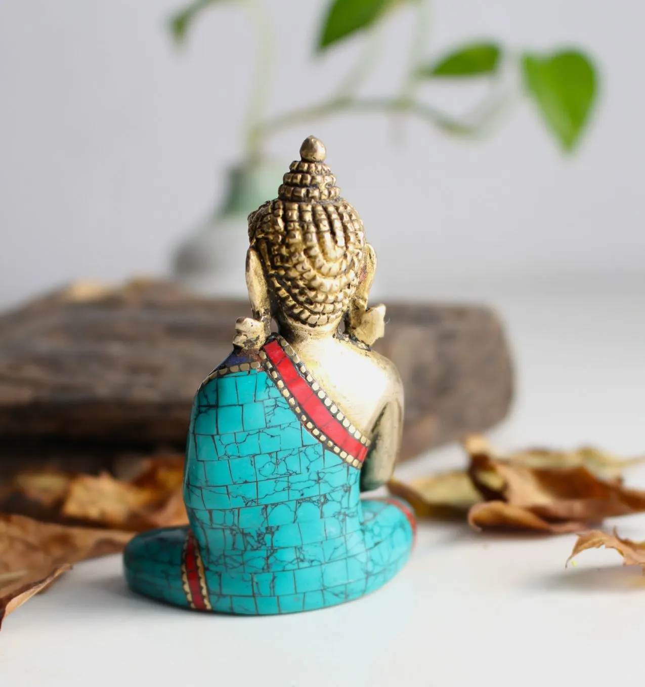 Amitabha Buddha Brass Statue Adorning a jeweled Robe 3"