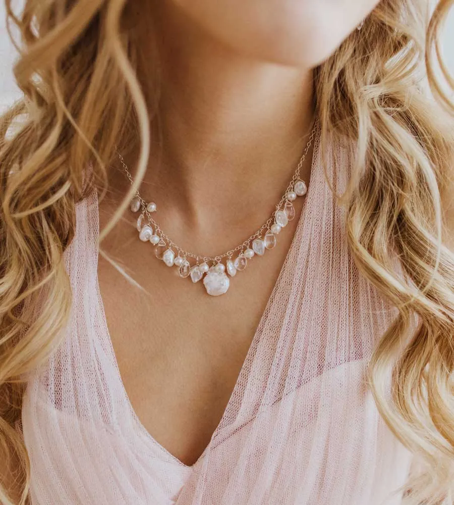 Arabella Pearl Cluster Necklace