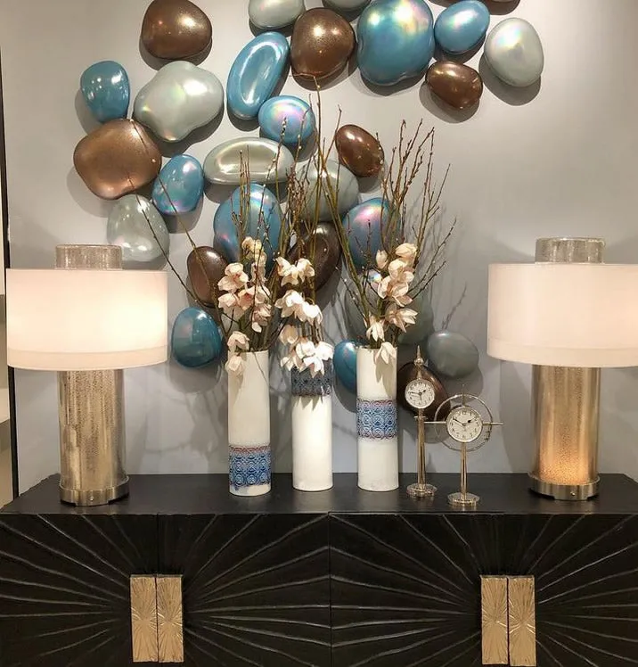 Art Glass Wall Gems-Set of 5-Lapis Blue