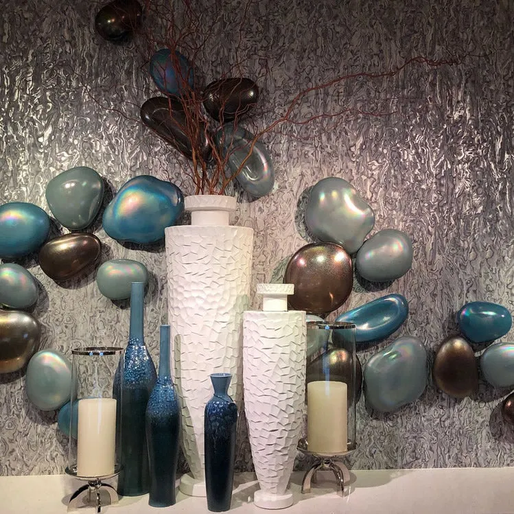 Art Glass Wall Gems-Set of 5-Lapis Blue