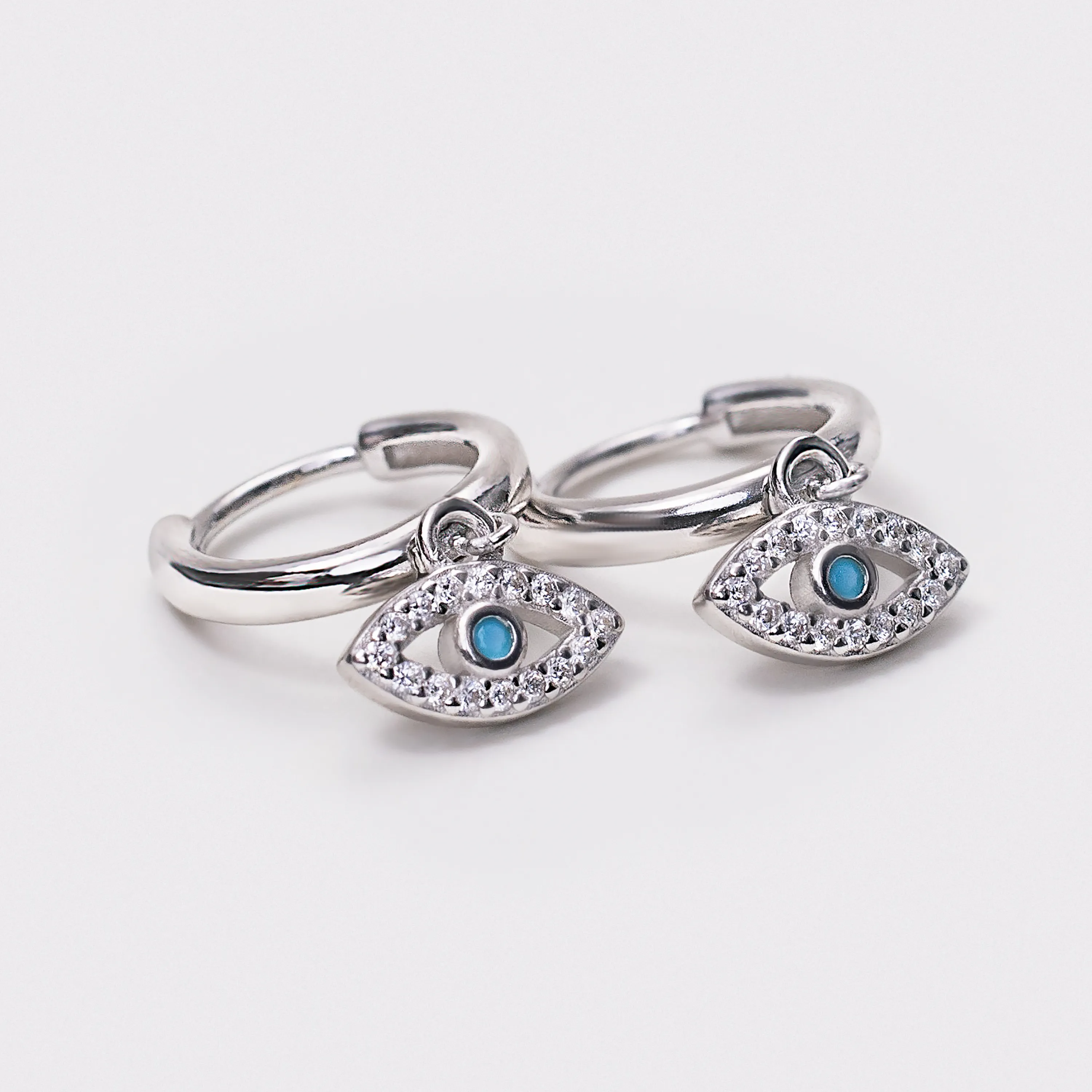 Blue Eye Huggie Earrings