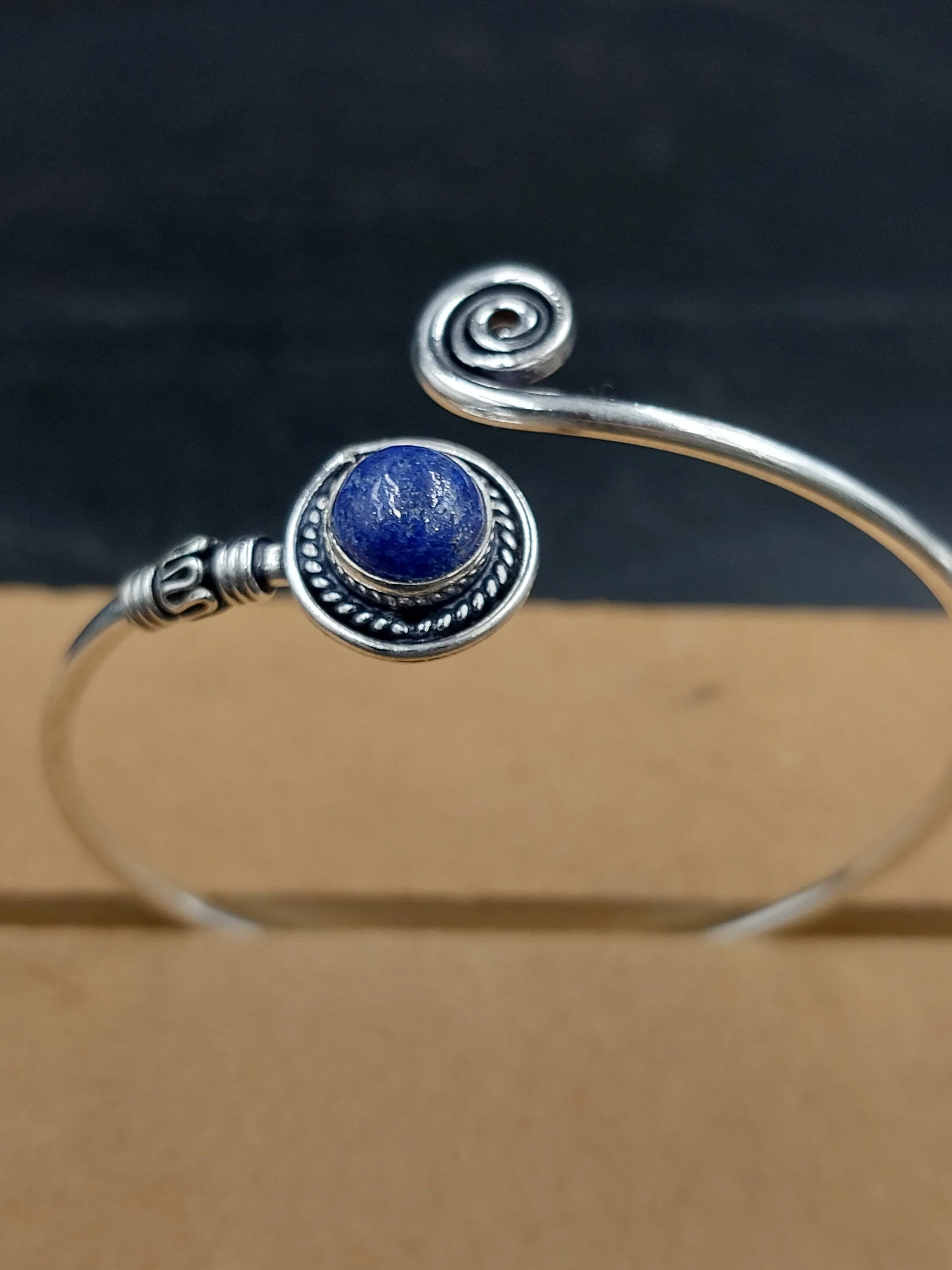 Boho LAPIS LAZULI Silver Plated bracelet with semi precious stone - gemstone bracelet - boho bracelet - ethnic jewelry