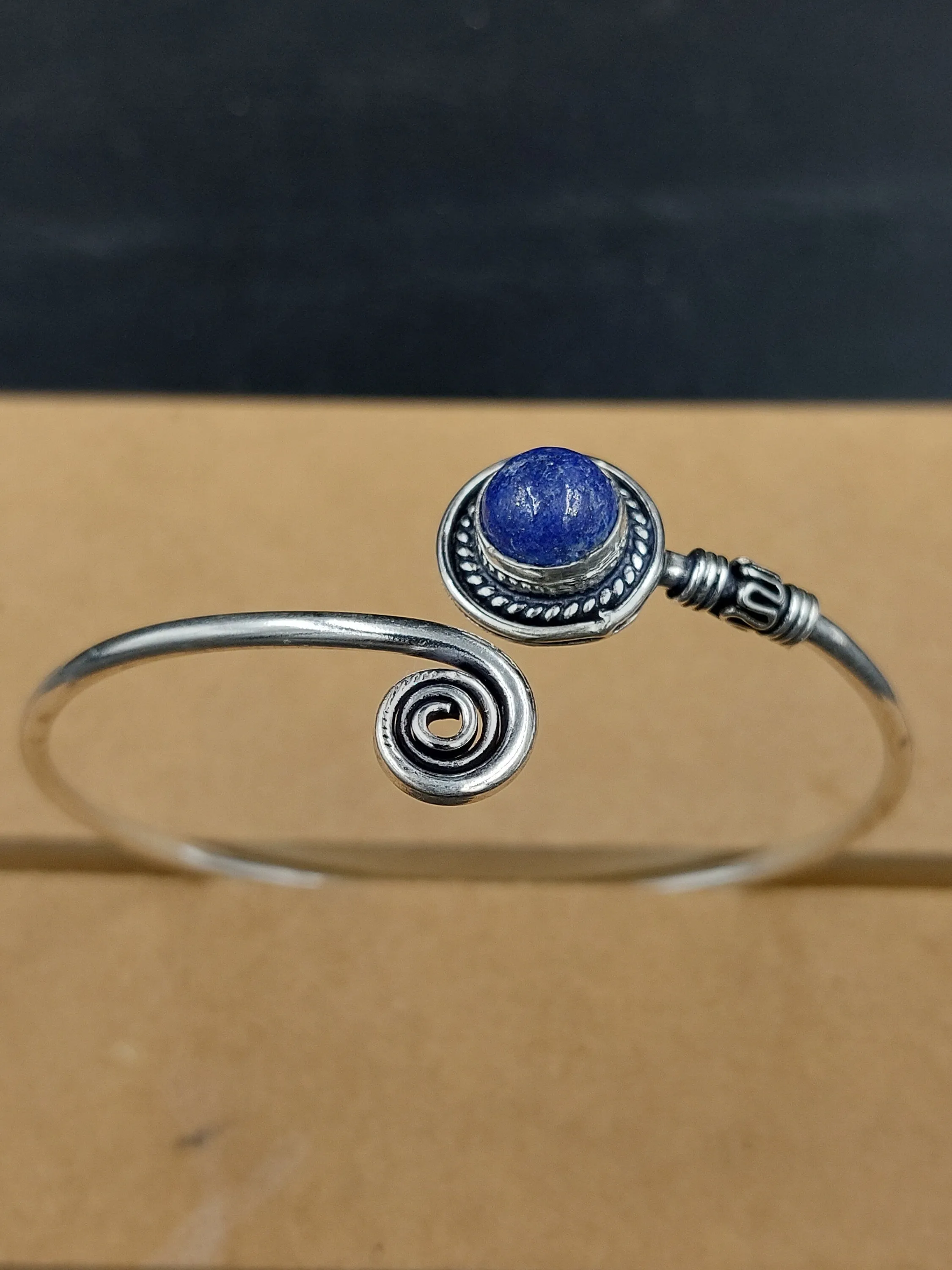 Boho LAPIS LAZULI Silver Plated bracelet with semi precious stone - gemstone bracelet - boho bracelet - ethnic jewelry