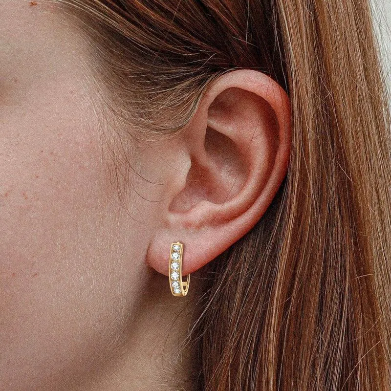 Brilliant Gold Pavé Hoop Earrings