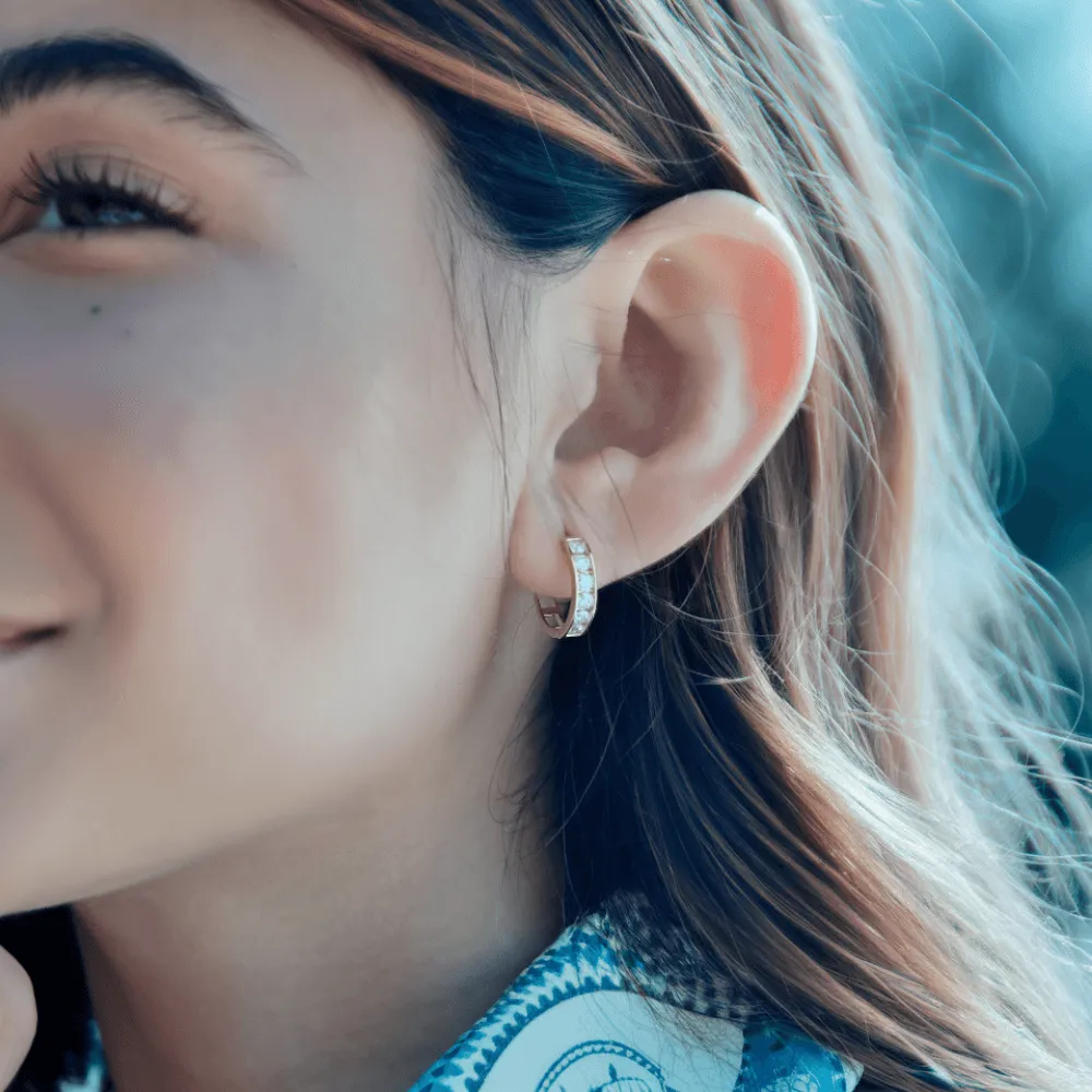 Brilliant Gold Pavé Hoop Earrings