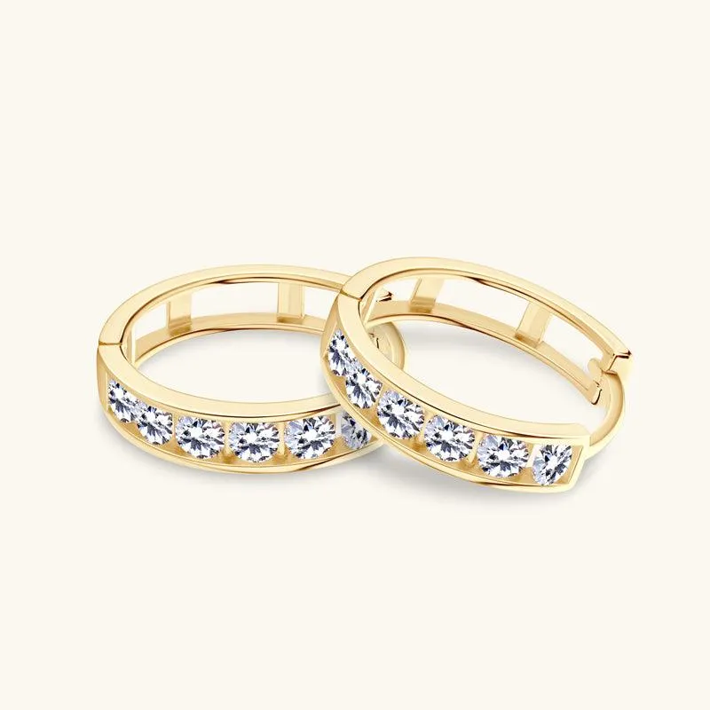 Brilliant Gold Pavé Hoop Earrings