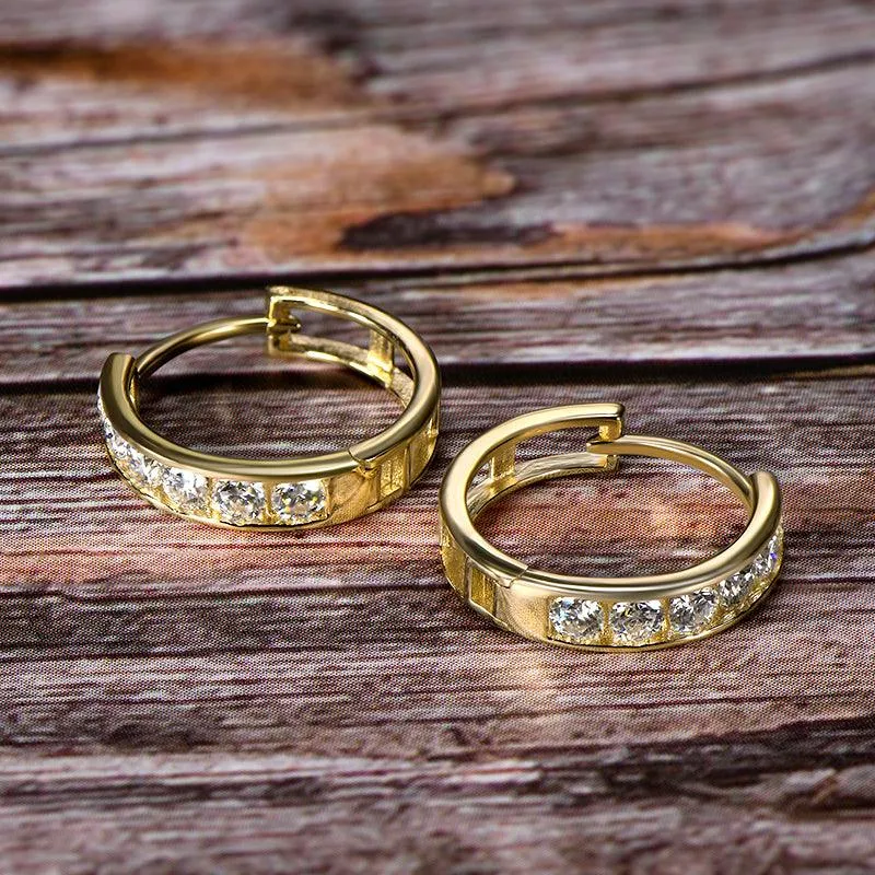 Brilliant Gold Pavé Hoop Earrings