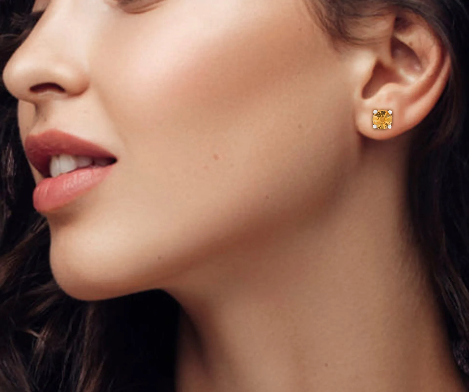 Citrine Concave Earrings
