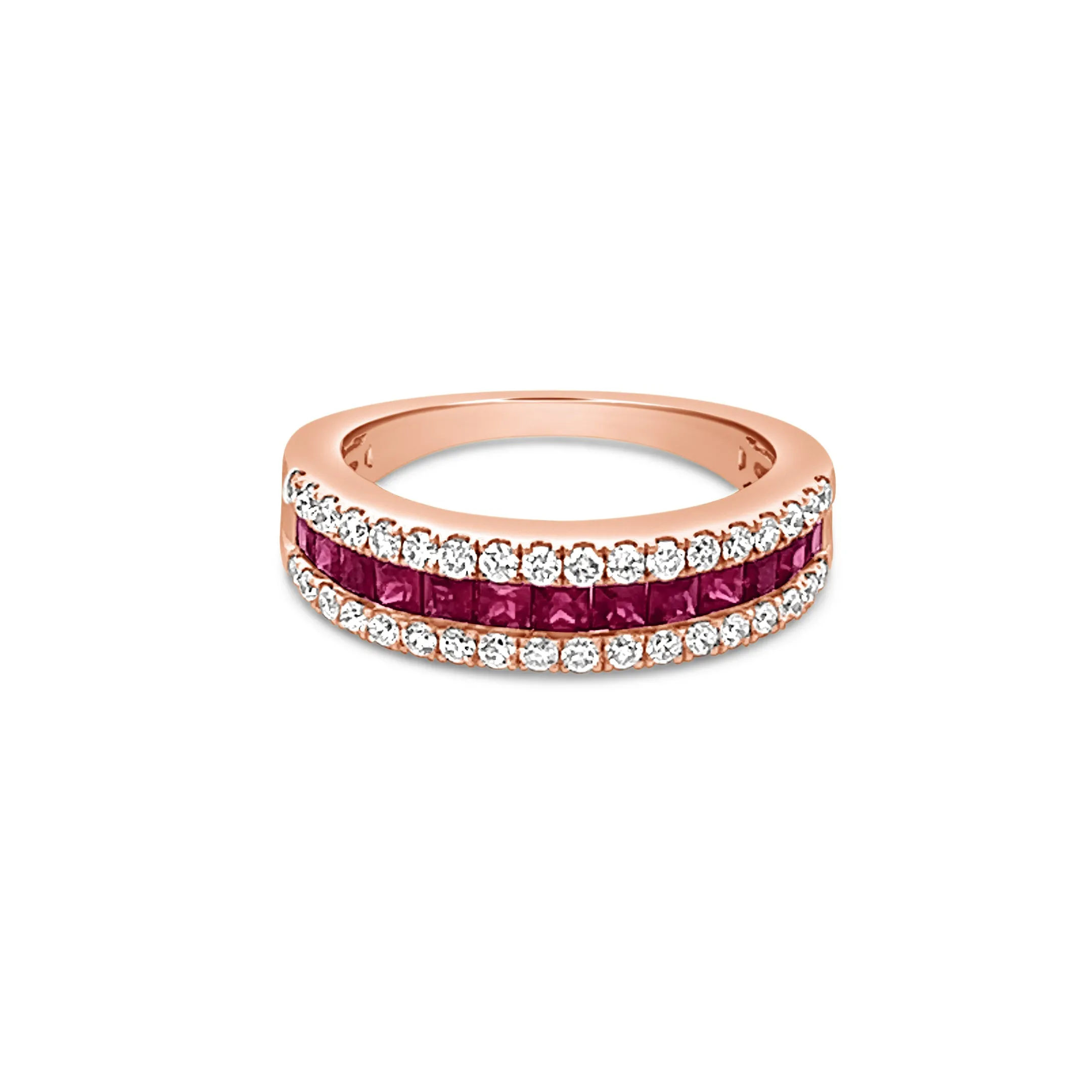 Classic Square Ruby and Diamond Band