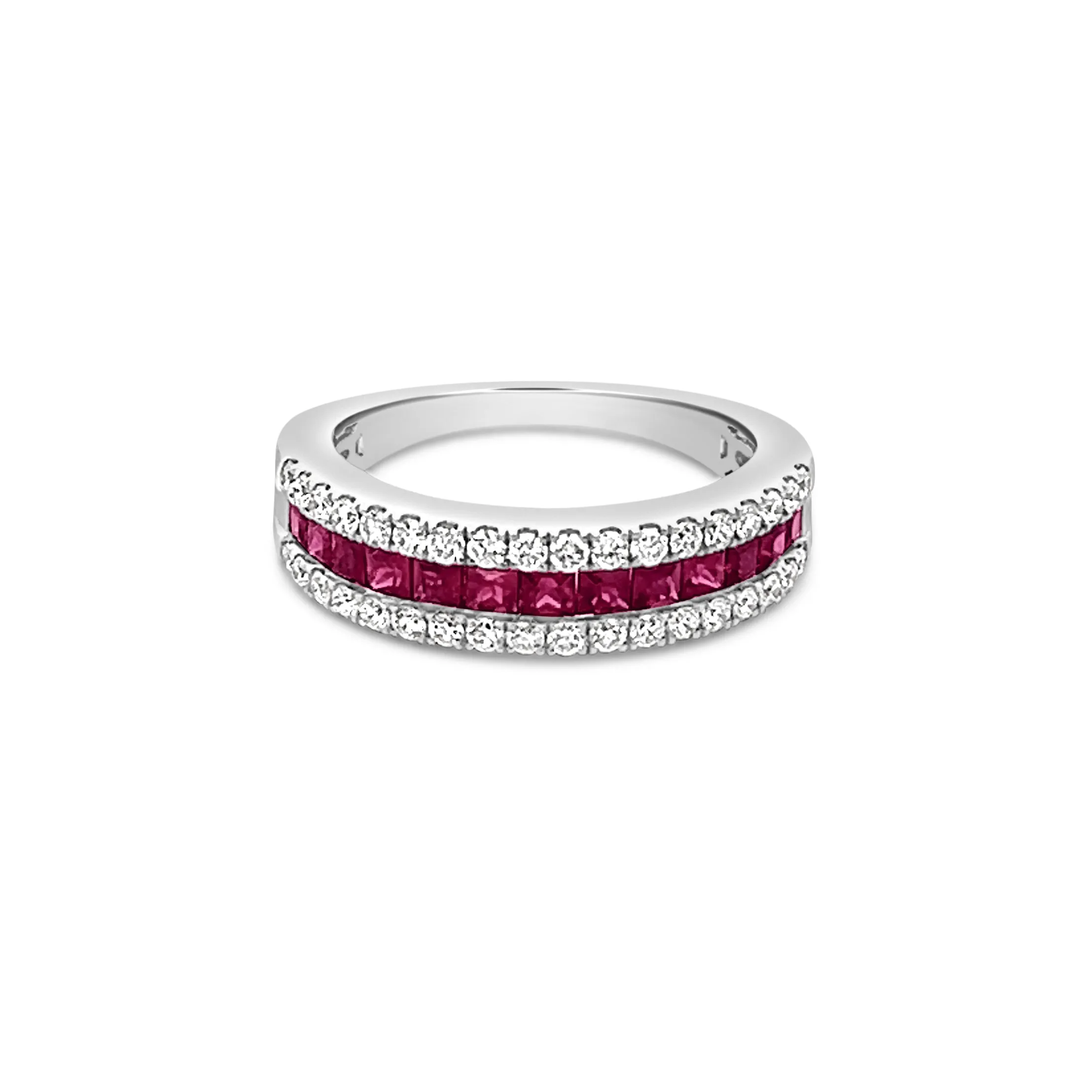 Classic Square Ruby and Diamond Band