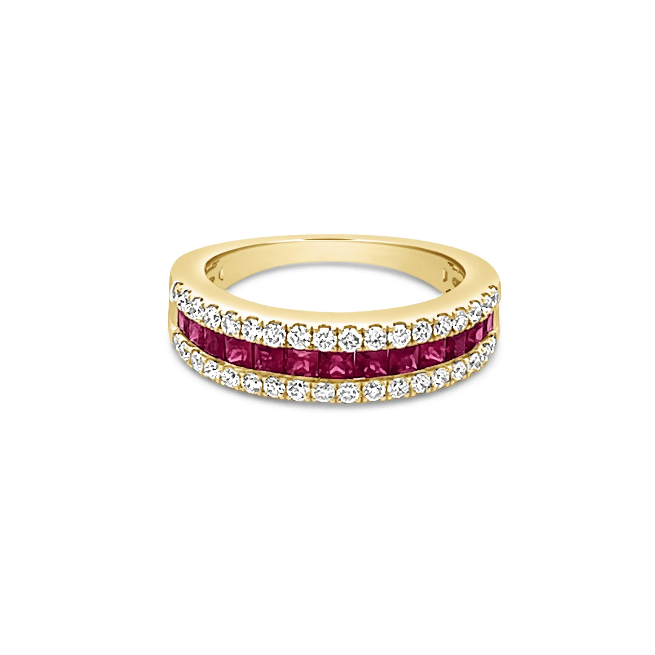 Classic Square Ruby and Diamond Band