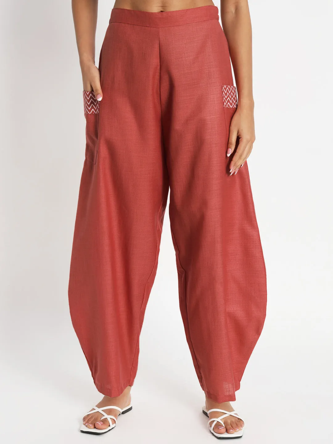 Cotton Printed Side Cowl and Puff Sleeves Co-ord