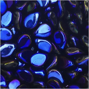Czech Glass Pip Beads, Smooth Drops 7x5mm, Iris Blue (50 Pieces)