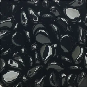 Czech Glass Pip Beads, Smooth Drops 7x5mm, Jet Black (1 Strand)