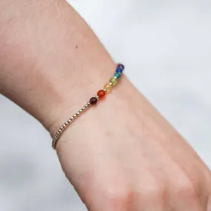 Dainty Bracelet with rainbow gemstones stacking bracelet,  jewellery