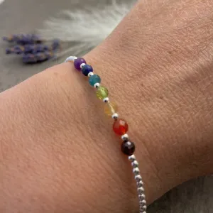 Dainty Rainbow Bracelet, gemstone jewellery with Crystals