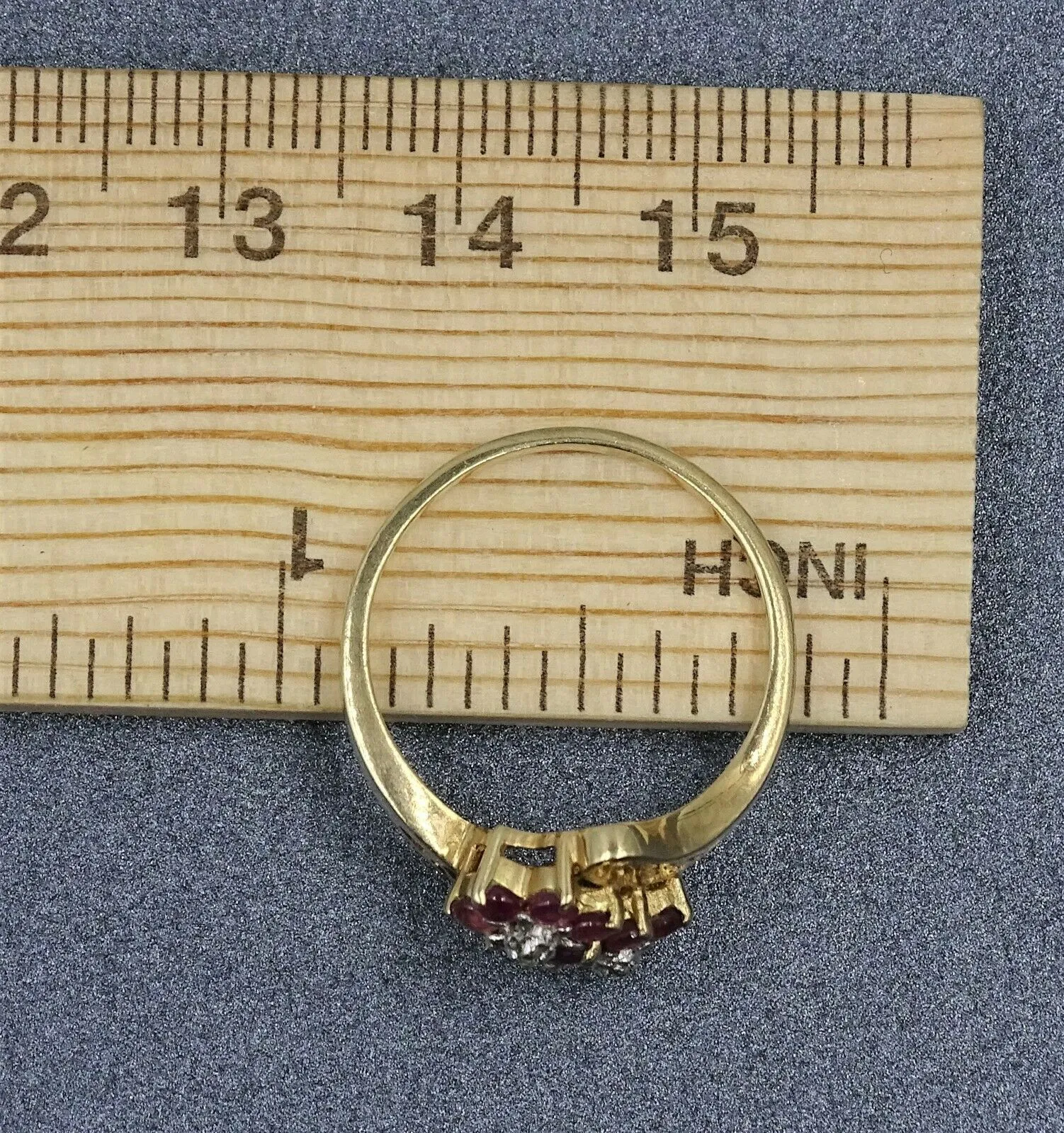Diamond & Pink Ruby 9ct Yellow Gold Filigree Ring