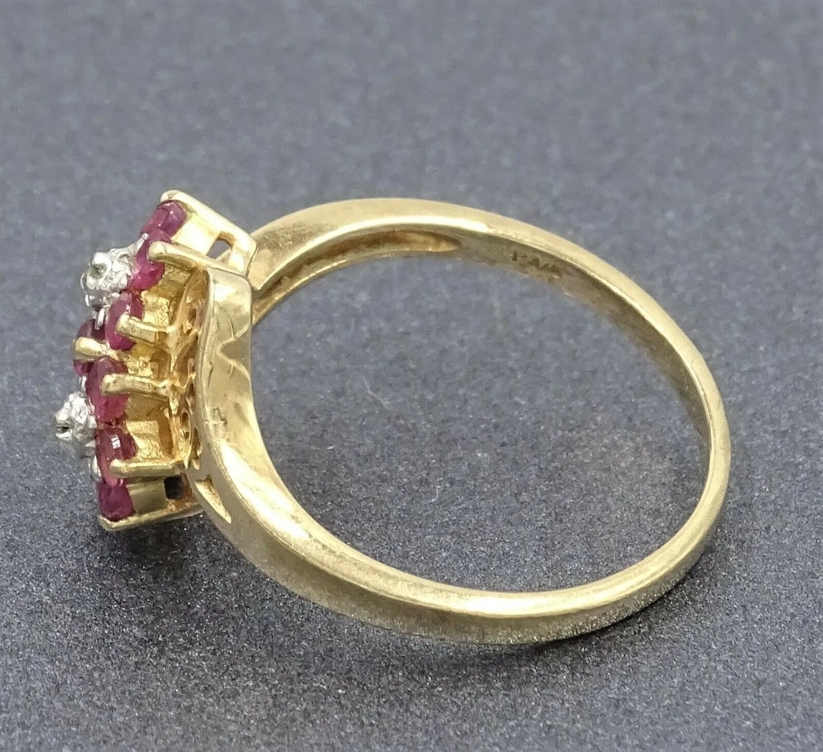 Diamond & Pink Ruby 9ct Yellow Gold Filigree Ring