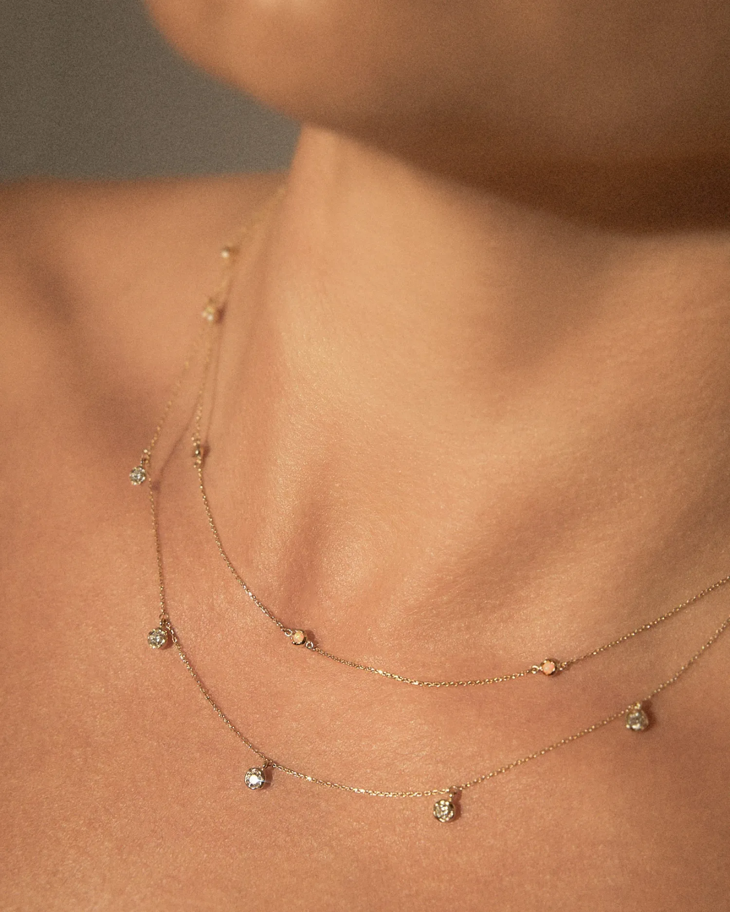 Diamond Station Droplet Necklace
