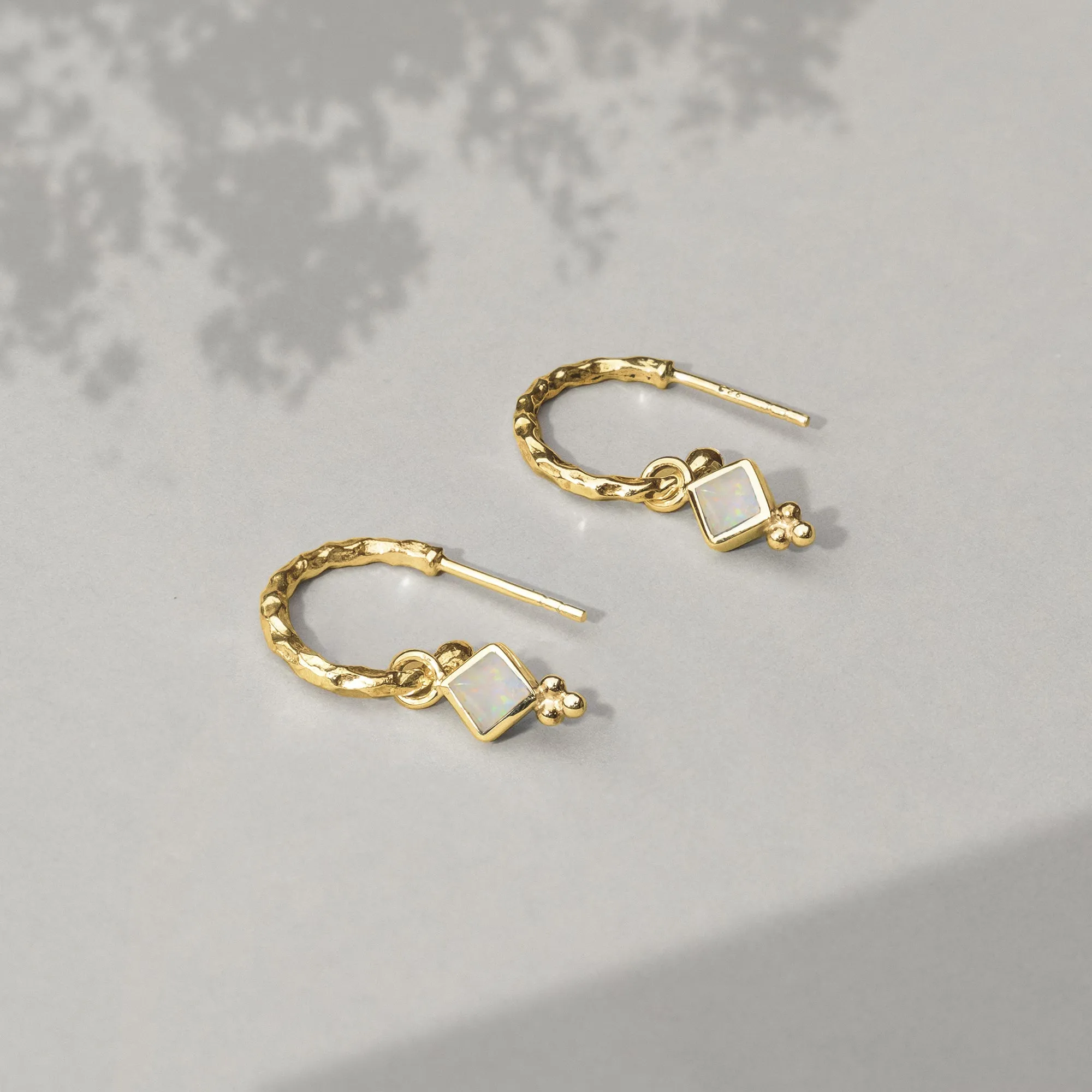 Divinity Princess Hoop Earrings - Gold Opal