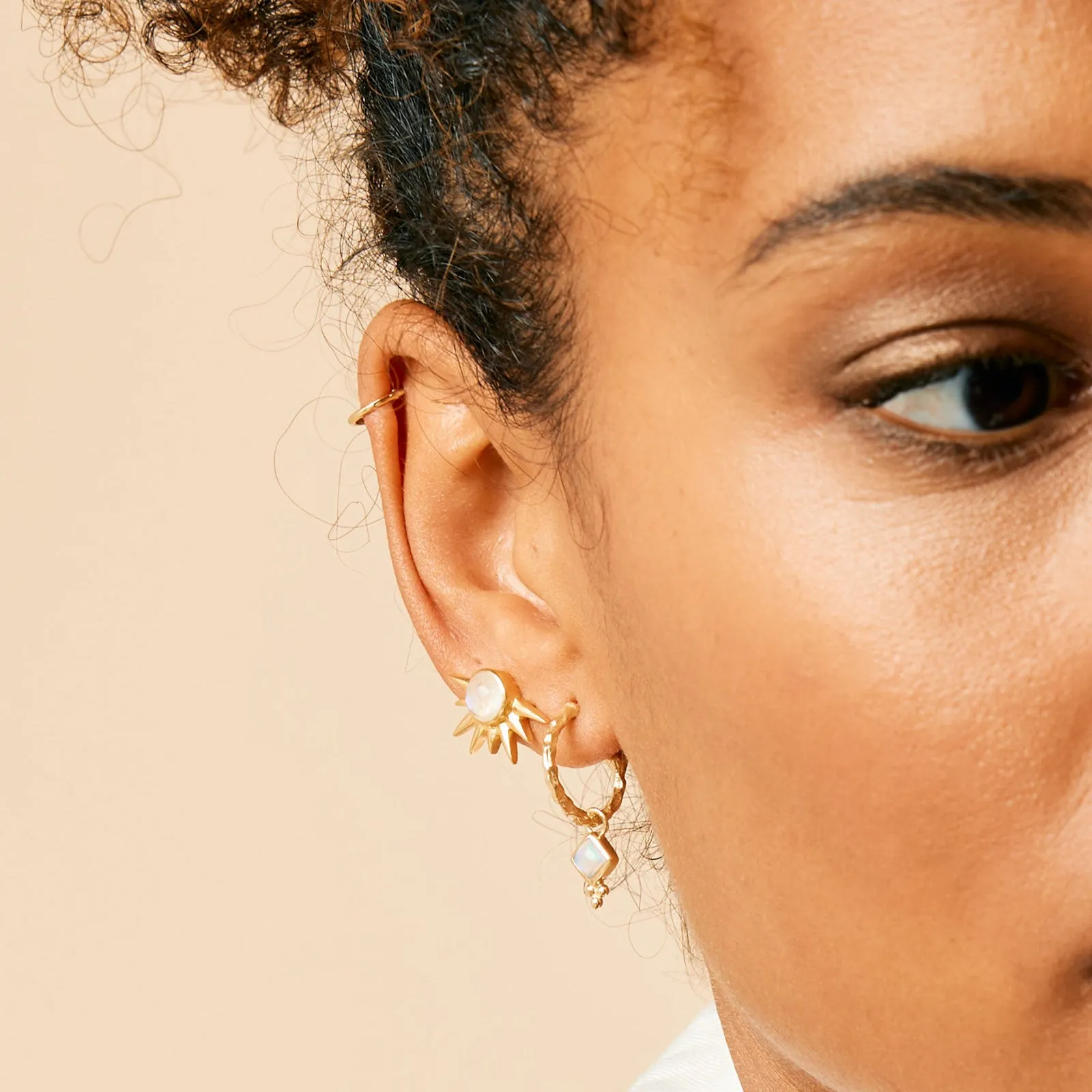 Divinity Princess Hoop Earrings - Gold Opal