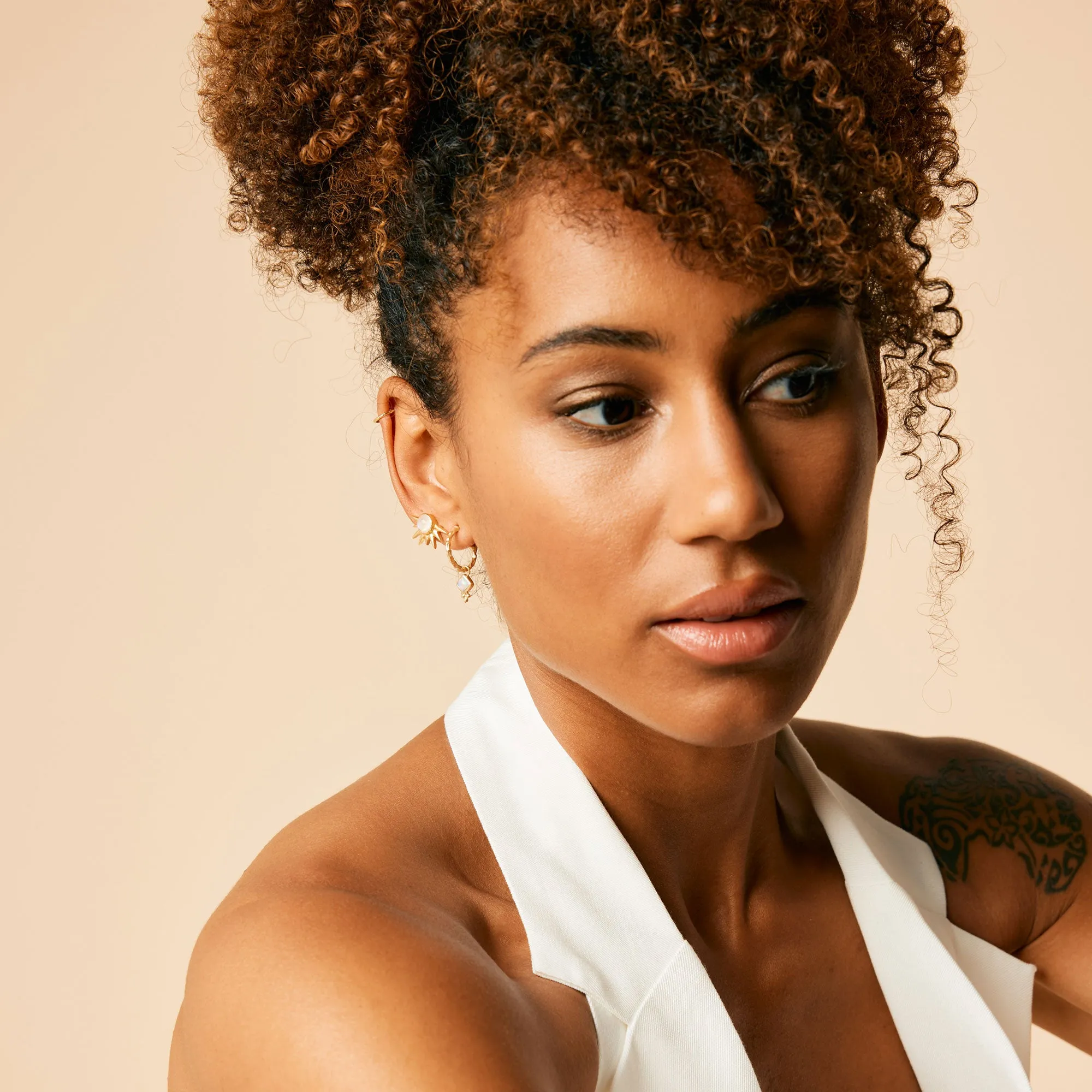 Divinity Princess Hoop Earrings - Gold Opal