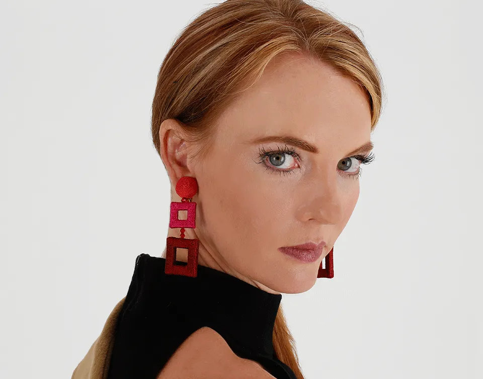 Double Square Wrapped Earrings