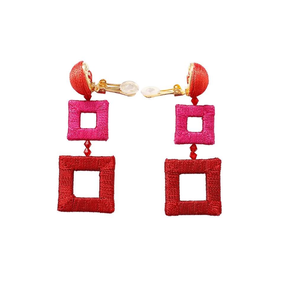 Double Square Wrapped Earrings
