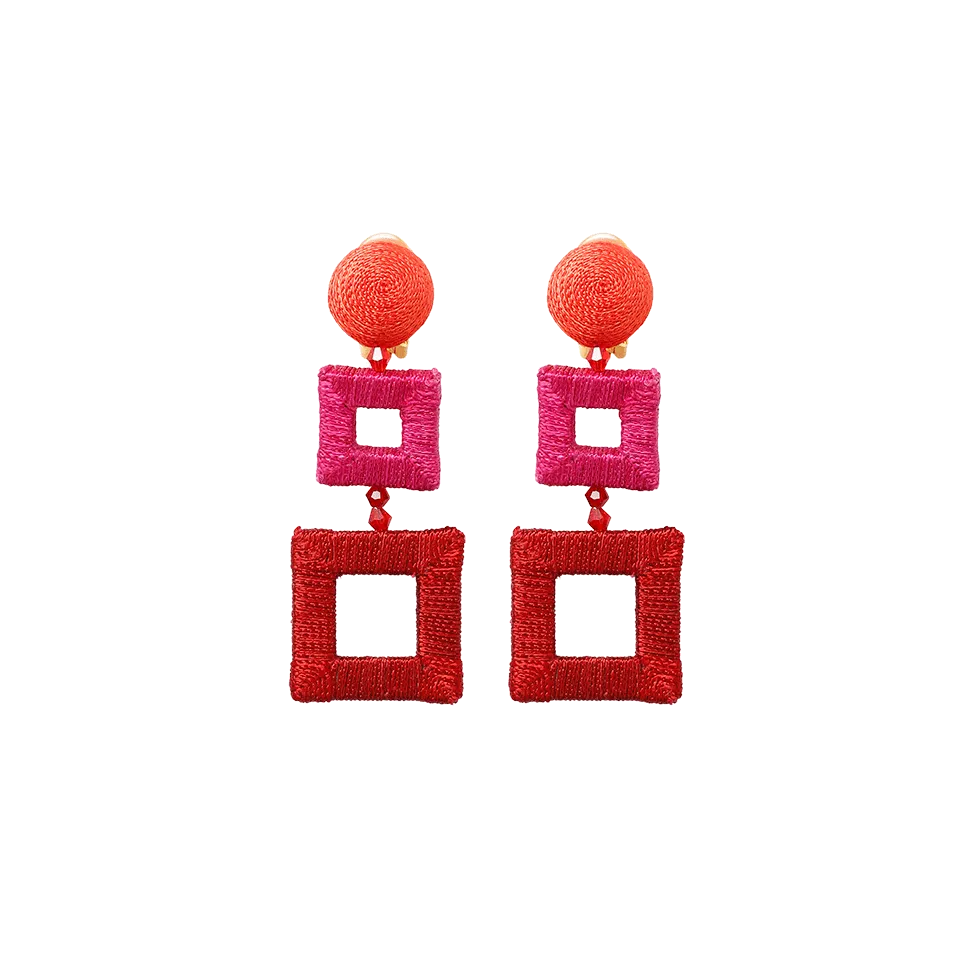 Double Square Wrapped Earrings