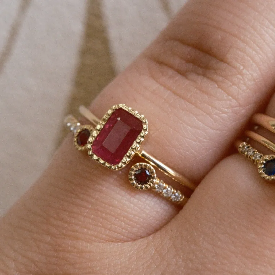 Emerald Cut Ruby Wisp Ring (ready to ship option)*