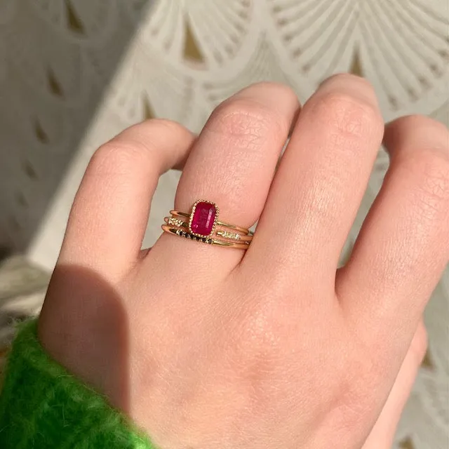 Emerald Cut Ruby Wisp Ring (ready to ship option)*