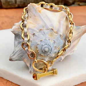 Estate 14KT Yellow Gold   White Gold Interlocking Link Citrine Bracelet