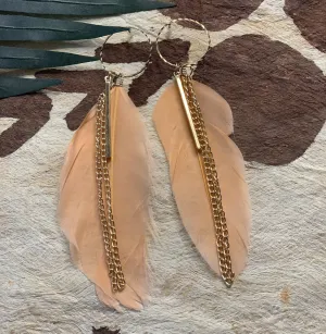 Feather Dangle Earring Coral